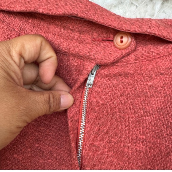 Vintage Red Tweed Wool Skirt Belted Flounce Unlined Midi A Line No Tags XS Retro - Picture 7 of 10